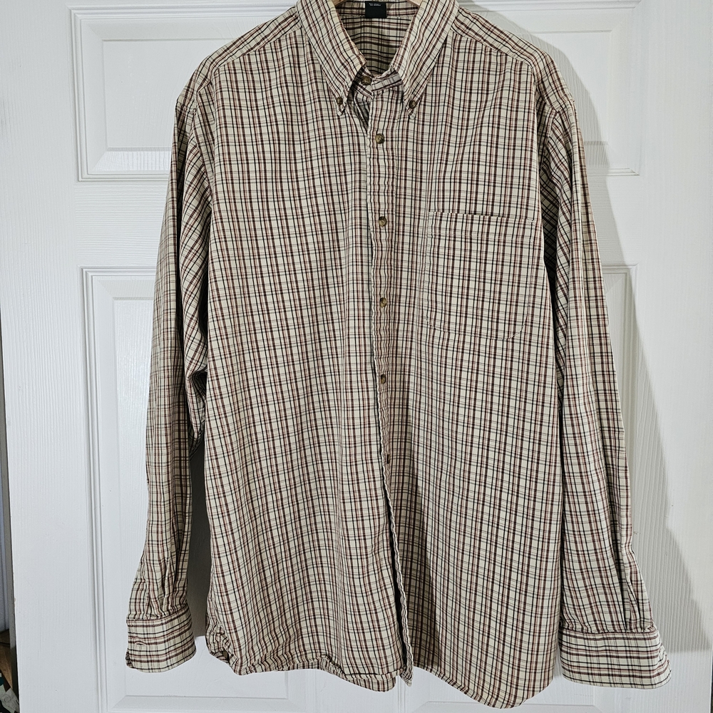 Eddie Bauer Men's Plaid Long Sleeve Button-Down Shirt XL